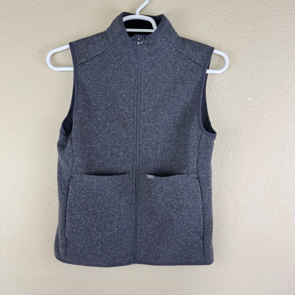 Figs On Shift Fleece Vest Womens Medium Gray Pockets Healthcare Scrubs W22OW1026